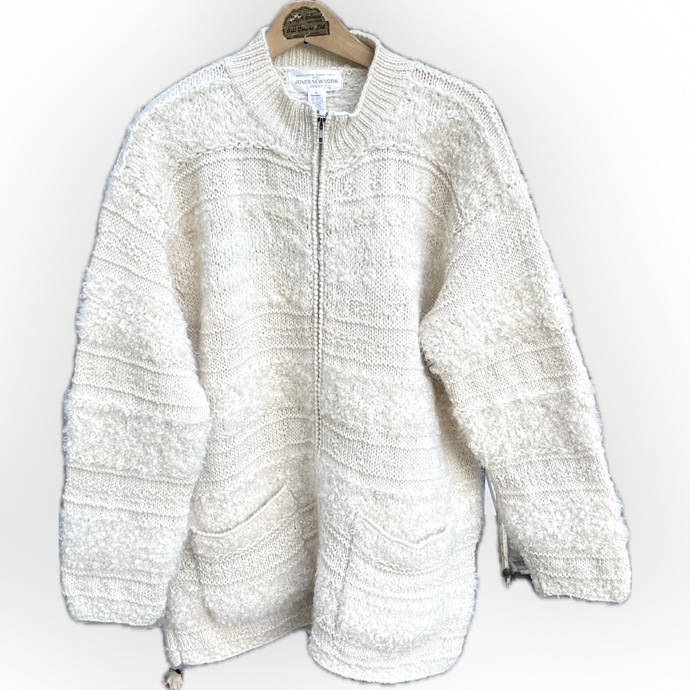Vintage Hand knit Jones New York Wool Alpaca Mohair Cardigan
